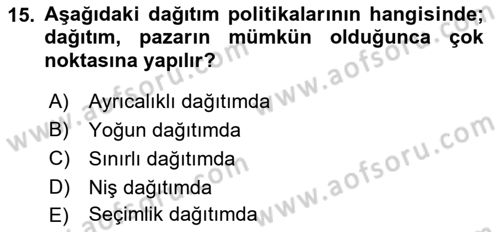 Hizmet Pazarlaması Dersi 2018 - 2019 Yılı (Vize) Ara Sınav Soruları 15. Soru