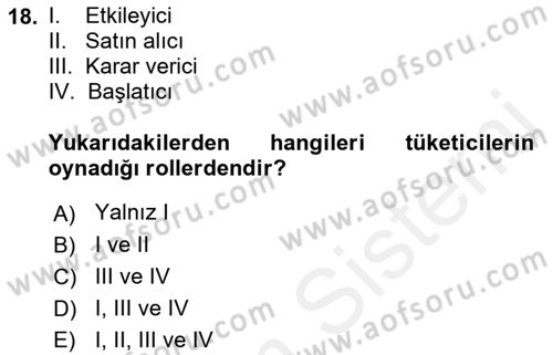 Hizmet Pazarlaması Dersi 2018 - 2019 Yılı (Vize) Ara Sınav Soruları 18. Soru