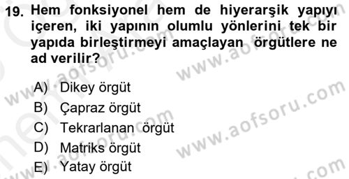 Hizmet Pazarlaması Dersi 2018 - 2019 Yılı (Vize) Ara Sınav Soruları 19. Soru