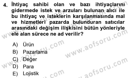 Hizmet Pazarlaması Dersi 2018 - 2019 Yılı (Vize) Ara Sınav Soruları 4. Soru