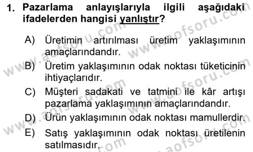 Hizmet Pazarlaması Dersi 2018 - 2019 Yılı (Final) Dönem Sonu Sınav Soruları 1. Soru