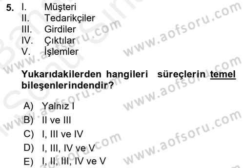 Hizmet Pazarlaması Dersi 2018 - 2019 Yılı (Final) Dönem Sonu Sınav Soruları 5. Soru