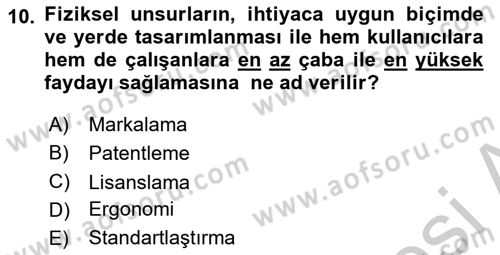 Hizmet Pazarlaması Dersi 2018 - 2019 Yılı Yaz Okulu Sınav Soruları 10. Soru