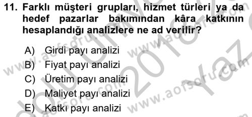 Hizmet Pazarlaması Dersi 2018 - 2019 Yılı Yaz Okulu Sınav Soruları 11. Soru