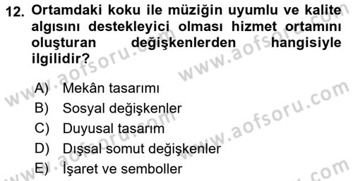 Hizmet Pazarlaması Dersi 2018 - 2019 Yılı Yaz Okulu Sınav Soruları 12. Soru