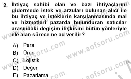 Hizmet Pazarlaması Dersi 2018 - 2019 Yılı Yaz Okulu Sınav Soruları 2. Soru