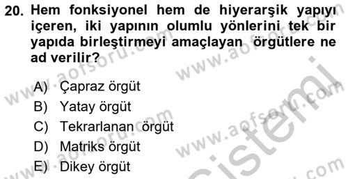 Hizmet Pazarlaması Dersi 2018 - 2019 Yılı Yaz Okulu Sınav Soruları 20. Soru