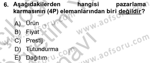 Hizmet Pazarlaması Dersi 2018 - 2019 Yılı Yaz Okulu Sınav Soruları 6. Soru