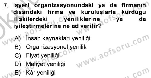 Hizmet Pazarlaması Dersi 2018 - 2019 Yılı Yaz Okulu Sınav Soruları 7. Soru