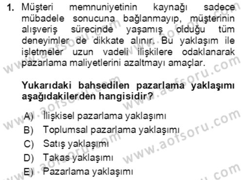 Hizmet Pazarlaması Dersi 2020 - 2021 Yılı Yaz Okulu Sınav Soruları 1. Soru
