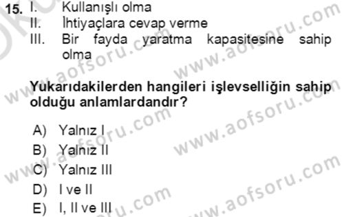 Hizmet Pazarlaması Dersi 2020 - 2021 Yılı Yaz Okulu Sınav Soruları 15. Soru