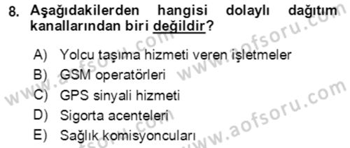 Hizmet Pazarlaması Dersi 2020 - 2021 Yılı Yaz Okulu Sınav Soruları 8. Soru