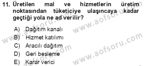 Hizmet Pazarlaması Dersi 2021 - 2022 Yılı (Vize) Ara Sınav Soruları 11. Soru