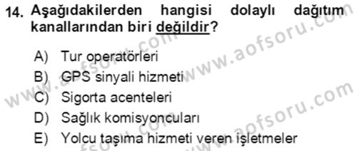 Hizmet Pazarlaması Dersi 2021 - 2022 Yılı (Vize) Ara Sınav Soruları 14. Soru