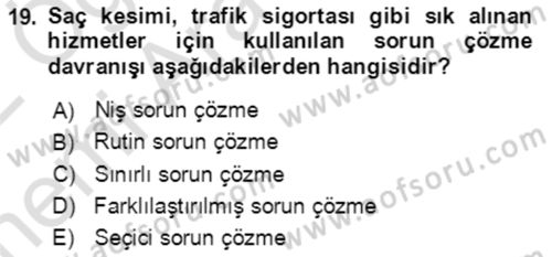 Hizmet Pazarlaması Dersi 2021 - 2022 Yılı (Vize) Ara Sınav Soruları 19. Soru