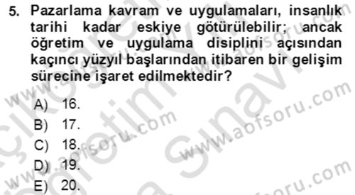 Hizmet Pazarlaması Dersi 2021 - 2022 Yılı (Vize) Ara Sınav Soruları 5. Soru