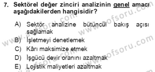 Hizmet Pazarlaması Dersi 2021 - 2022 Yılı (Vize) Ara Sınav Soruları 7. Soru