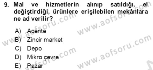 Hizmet Pazarlaması Dersi 2021 - 2022 Yılı (Vize) Ara Sınav Soruları 9. Soru