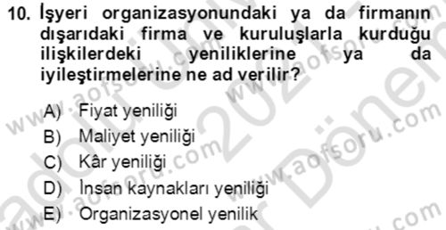 Hizmet Pazarlaması Dersi 2021 - 2022 Yılı (Final) Dönem Sonu Sınav Soruları 10. Soru