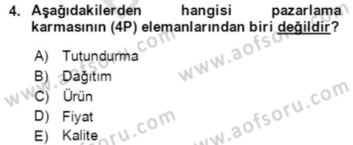 Hizmet Pazarlaması Dersi 2021 - 2022 Yılı (Final) Dönem Sonu Sınav Soruları 4. Soru