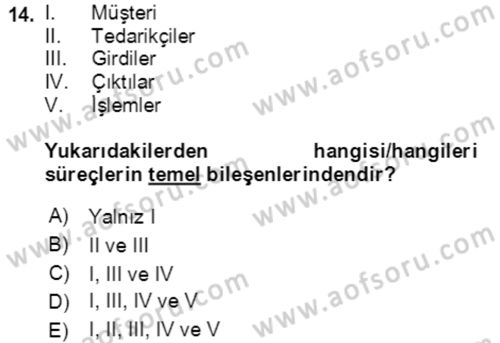 Hizmet Pazarlaması Dersi 2021 - 2022 Yılı Yaz Okulu Sınav Soruları 14. Soru