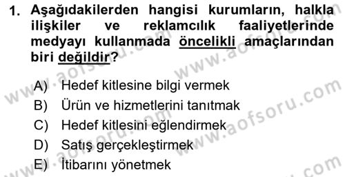 Medyada Yapım	 Dersi 2021 - 2022 Yılı (Vize) Ara Sınav Soruları 1. Soru
