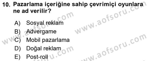 Medyada Yapım	 Dersi 2021 - 2022 Yılı (Vize) Ara Sınav Soruları 10. Soru