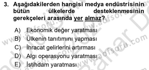Medyada Yapım	 Dersi 2021 - 2022 Yılı (Vize) Ara Sınav Soruları 3. Soru
