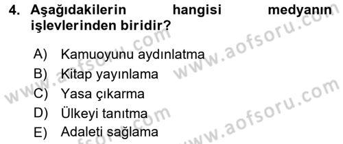 Medyada Yapım	 Dersi 2021 - 2022 Yılı (Vize) Ara Sınav Soruları 4. Soru