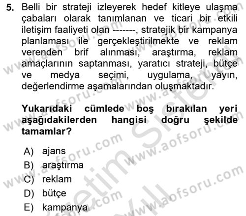 Medyada Yapım	 Dersi 2021 - 2022 Yılı (Vize) Ara Sınav Soruları 5. Soru