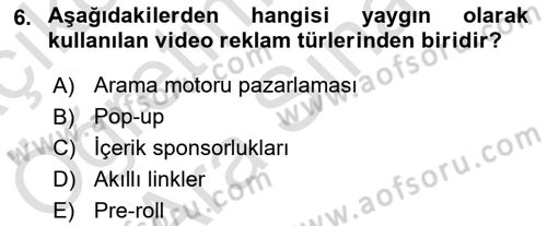 Medyada Yapım	 Dersi 2021 - 2022 Yılı (Vize) Ara Sınav Soruları 6. Soru