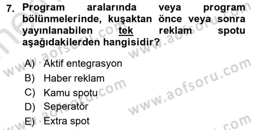 Medyada Yapım	 Dersi 2021 - 2022 Yılı (Vize) Ara Sınav Soruları 7. Soru