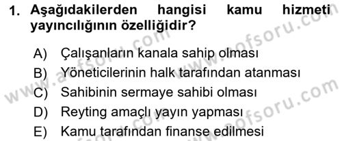 Medyada Yapım	 Dersi 2021 - 2022 Yılı (Final) Dönem Sonu Sınav Soruları 1. Soru