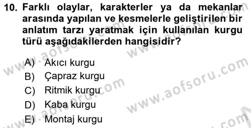 Medyada Yapım	 Dersi 2021 - 2022 Yılı (Final) Dönem Sonu Sınav Soruları 10. Soru