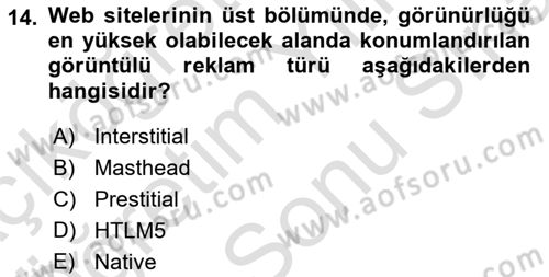 Medyada Yapım	 Dersi 2021 - 2022 Yılı (Final) Dönem Sonu Sınav Soruları 14. Soru