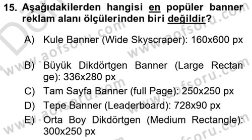 Medyada Yapım	 Dersi 2021 - 2022 Yılı (Final) Dönem Sonu Sınav Soruları 15. Soru