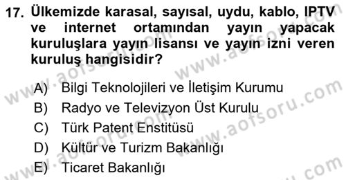 Medyada Yapım	 Dersi 2021 - 2022 Yılı (Final) Dönem Sonu Sınav Soruları 17. Soru