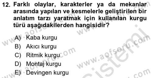 Medyada Yapım	 Dersi 2021 - 2022 Yılı Yaz Okulu Sınav Soruları 12. Soru