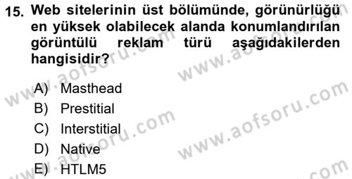 Medyada Yapım	 Dersi 2022 - 2023 Yılı Yaz Okulu Sınav Soruları 15. Soru