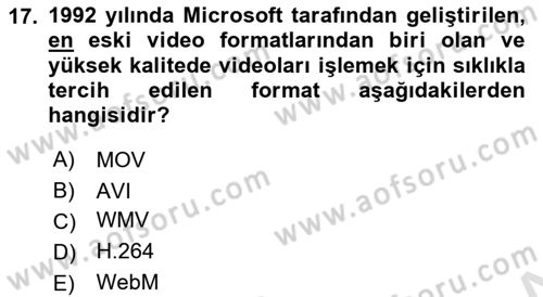 Medyada Yapım	 Dersi 2022 - 2023 Yılı Yaz Okulu Sınav Soruları 17. Soru