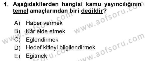 Medyada Yapım	 Dersi 2023 - 2024 Yılı (Vize) Ara Sınav Soruları 1. Soru