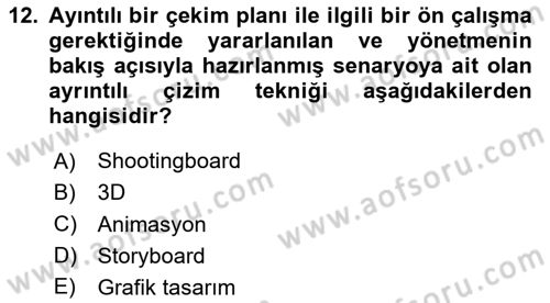 Medyada Yapım	 Dersi 2023 - 2024 Yılı (Vize) Ara Sınav Soruları 12. Soru