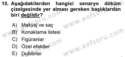 Medyada Yapım	 Dersi 2023 - 2024 Yılı (Vize) Ara Sınav Soruları 15. Soru