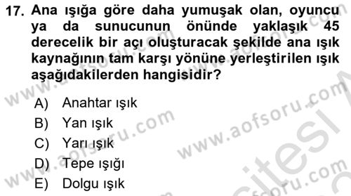Medyada Yapım	 Dersi 2023 - 2024 Yılı (Vize) Ara Sınav Soruları 17. Soru