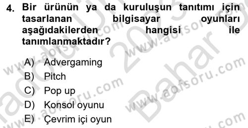 Medyada Yapım	 Dersi 2023 - 2024 Yılı (Vize) Ara Sınav Soruları 4. Soru