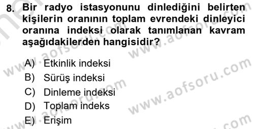 Medyada Yapım	 Dersi 2023 - 2024 Yılı (Vize) Ara Sınav Soruları 8. Soru