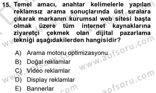Medyada Yapım	 Dersi 2023 - 2024 Yılı (Final) Dönem Sonu Sınav Soruları 15. Soru