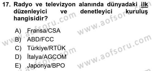 Medyada Yapım	 Dersi 2023 - 2024 Yılı (Final) Dönem Sonu Sınav Soruları 17. Soru