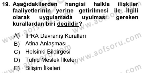Medyada Yapım	 Dersi 2023 - 2024 Yılı (Final) Dönem Sonu Sınav Soruları 19. Soru