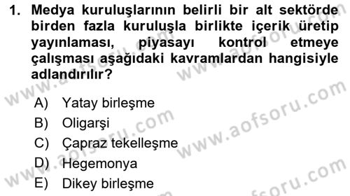 Medyada Yapım	 Dersi 2023 - 2024 Yılı Yaz Okulu Sınav Soruları 1. Soru